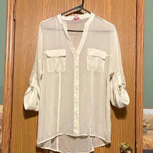 Candie's Cream Button-Up Blouse